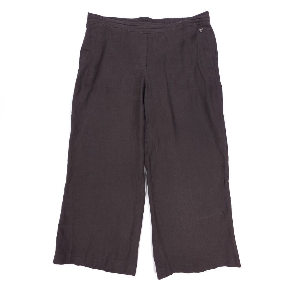 ESCADA Wide Leg Linen Crop Pant Brown Lagenlook Beachy Boho Minimal Quiet Luxury